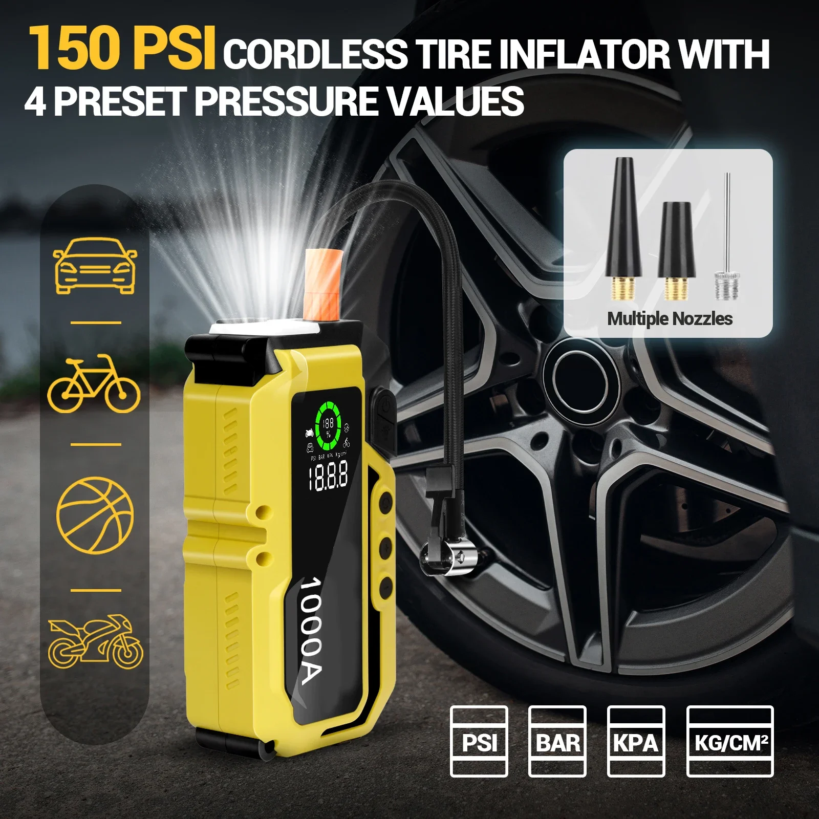 Аварийный усилитель стартеры с воздушным насосом накачивающий шины портативный