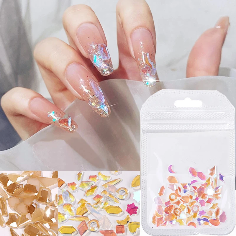 

50Pcs Mixed Shapes Crystal Nail Art Rhinestones Flatback Shiny Diamonds Gems Jewelry DIY Nails Decorations Manicure Accessories