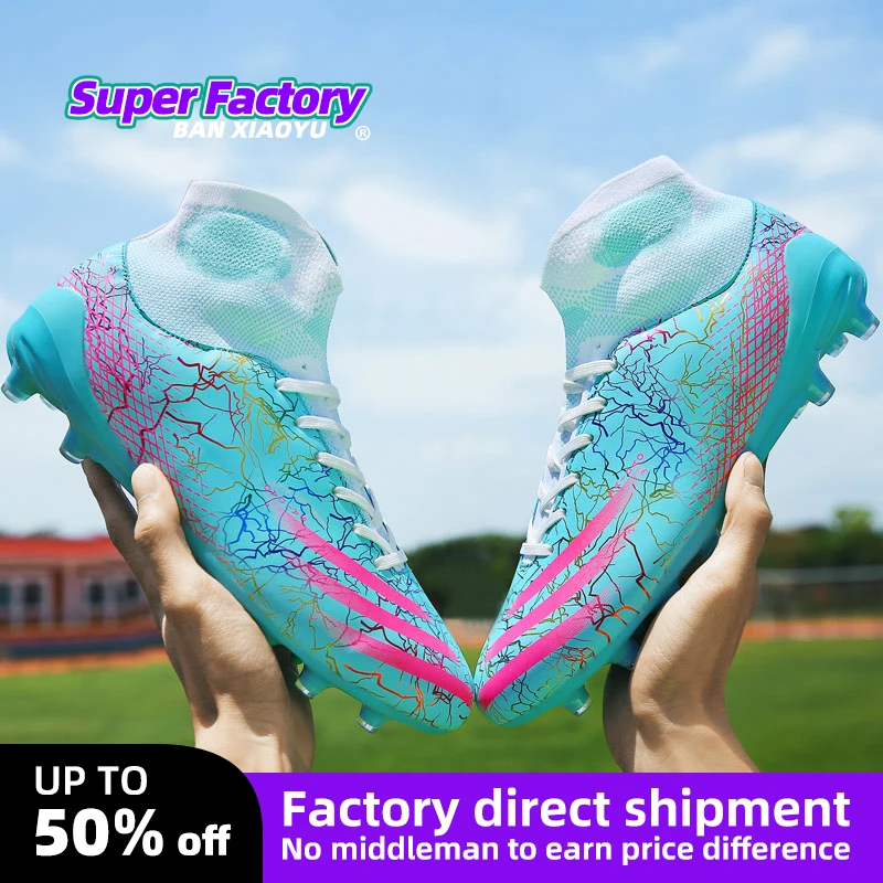 NEW Men Soccer Shoes TF/FG High/Low Ankle Football Boots Male Outdoor Non-Slip Grass Children Multicolor Training Match Sneakers