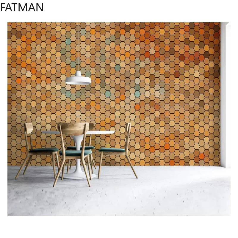 FATMAN Custom Color Geometric Nordic Minimalist Dining Milk Tea 3d Wallpaper Lounge Bar Internet Cafe Large Wall Mural Dropship |
