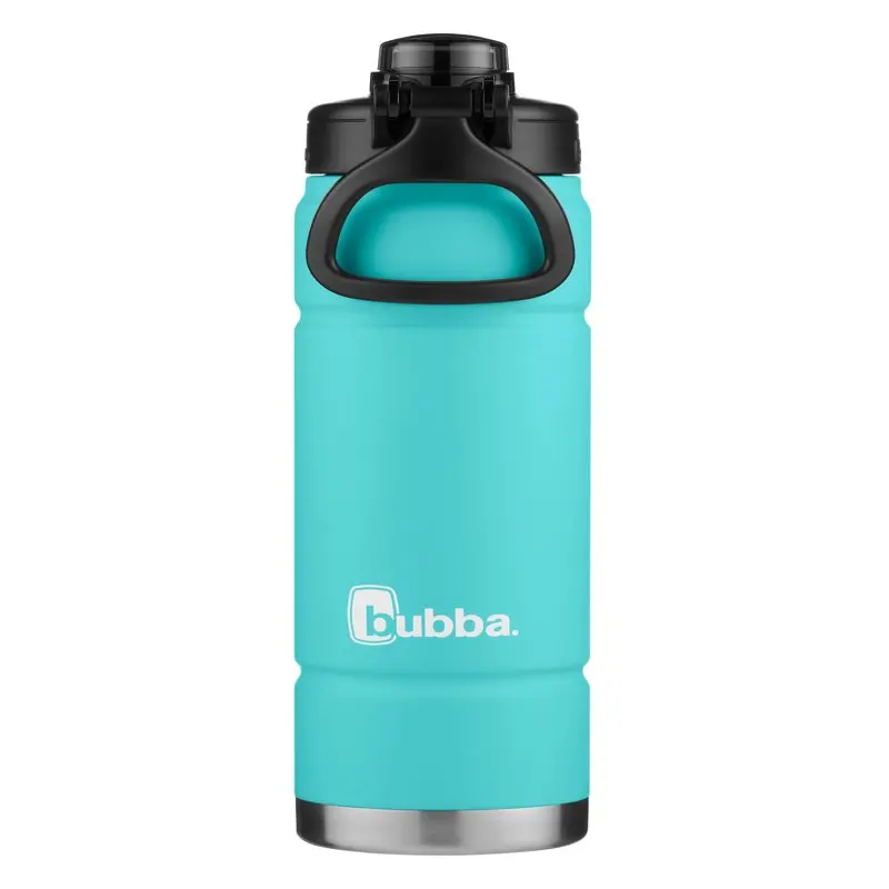 

Stainless Steel Water Bottle Push Button Lid Rubberized in Teal, 24 fl oz. Botellas ml Foldable bottale Flask running бутил