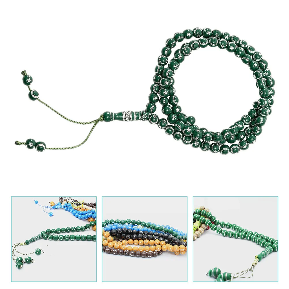 

Muslim Rosary Exquisite Praying Beads Resin Bracelet Decorative Necklace Charm Gift Worship Jade Bangle Women Delicate Pendant