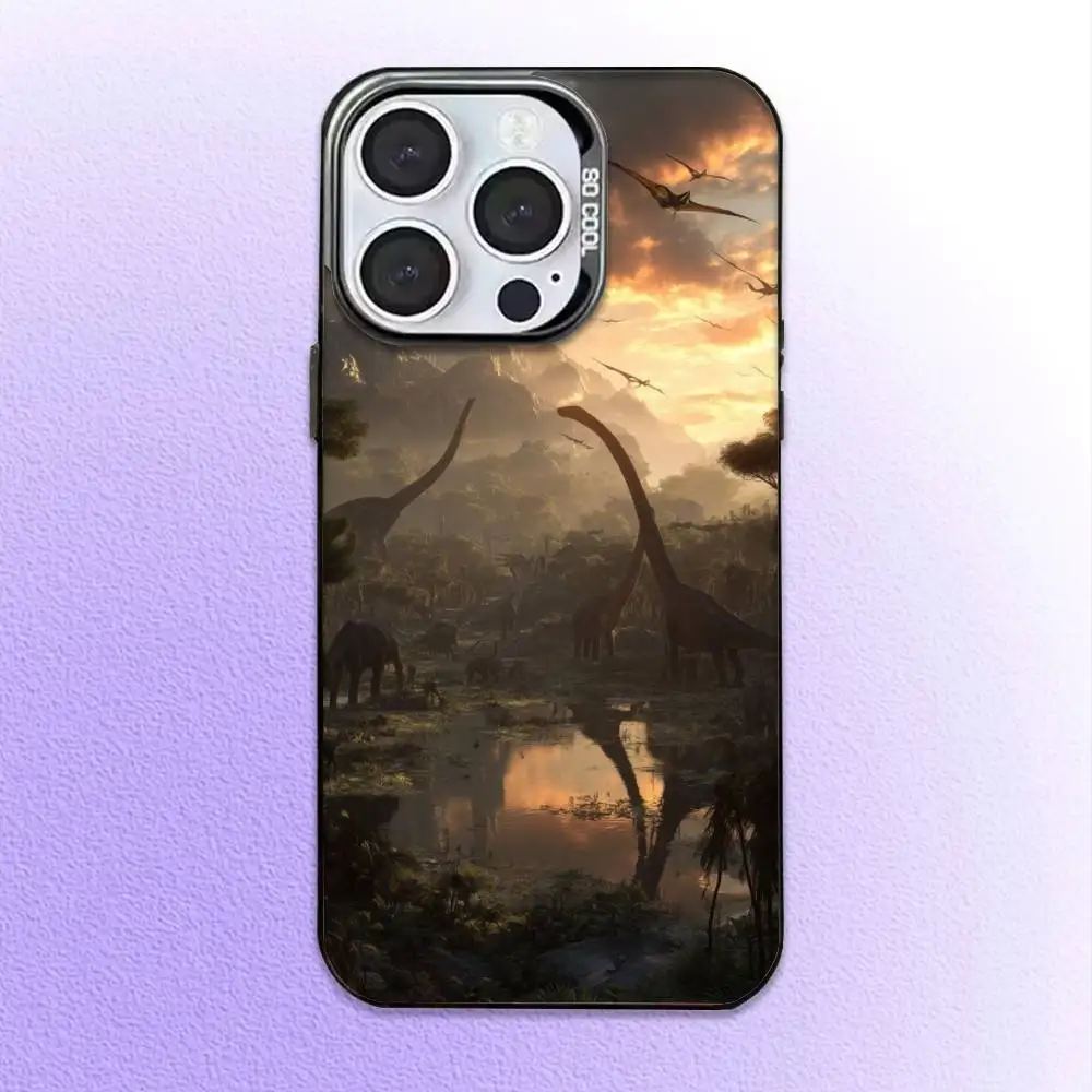 Фото Jurassic Dinosaur World Phone Case For iPhone17,16,15,14,13,12,11 Plus,Pro Max Colored Silver Plated Inside Cover №3