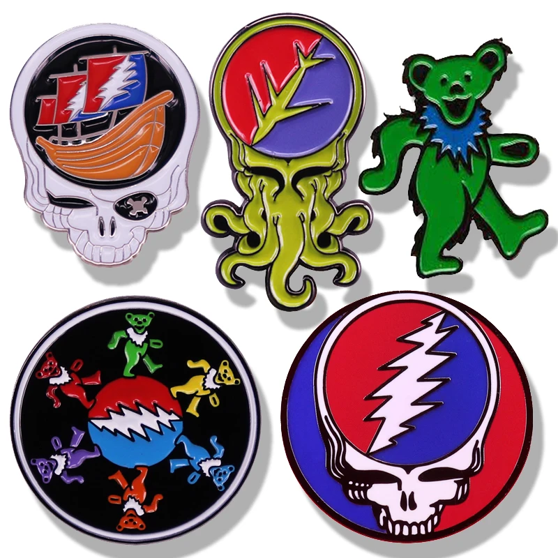 

Grateful Dead Brooch Steal Your Face Dancing Bears Enamel Pin Brooches Metal Badges Lapel Pins Jacket Jewelry Accessories Gifts