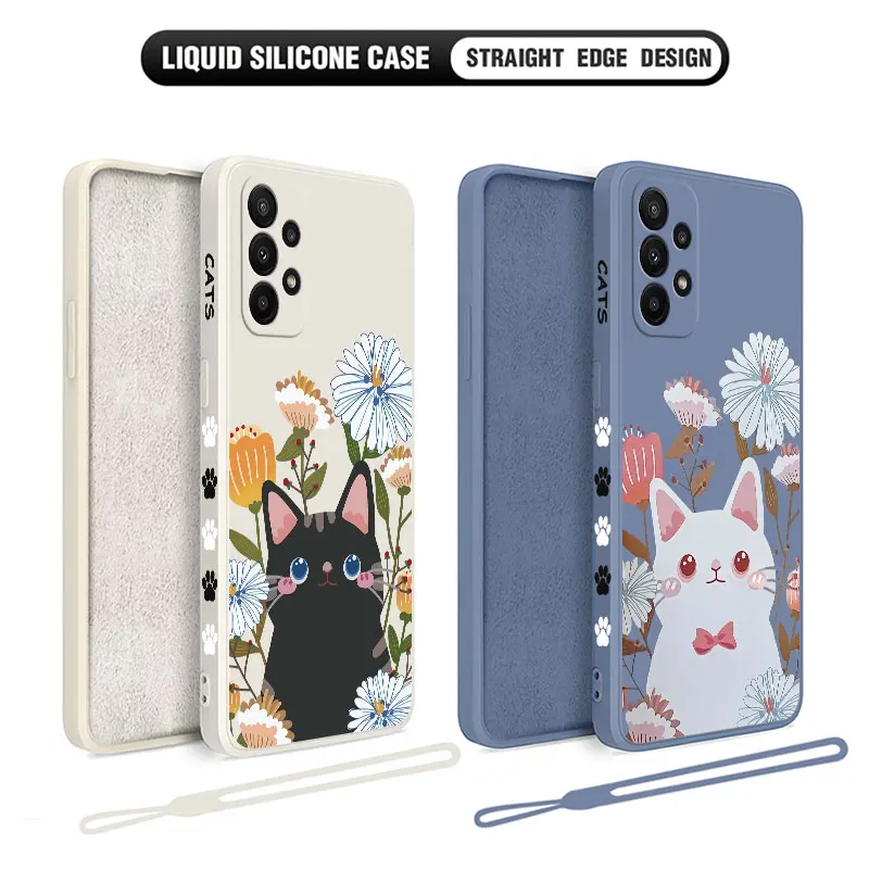 

Black White Cats Case For Samsung A54 A34 A73 A53 A33 A23 A14 A13 A03 A03S A04 A04S A04E A72 A52 A52S A32 A22 A12 A71 A51 4G 5G