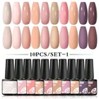 Mtssii 1012 шт. Телесный набор гель-лаков для ногтей Блестящий Полупостоянный замачиваемый УФ светодиодный Гибридный гель лак базовый верхний слой набор гелей для ногтей