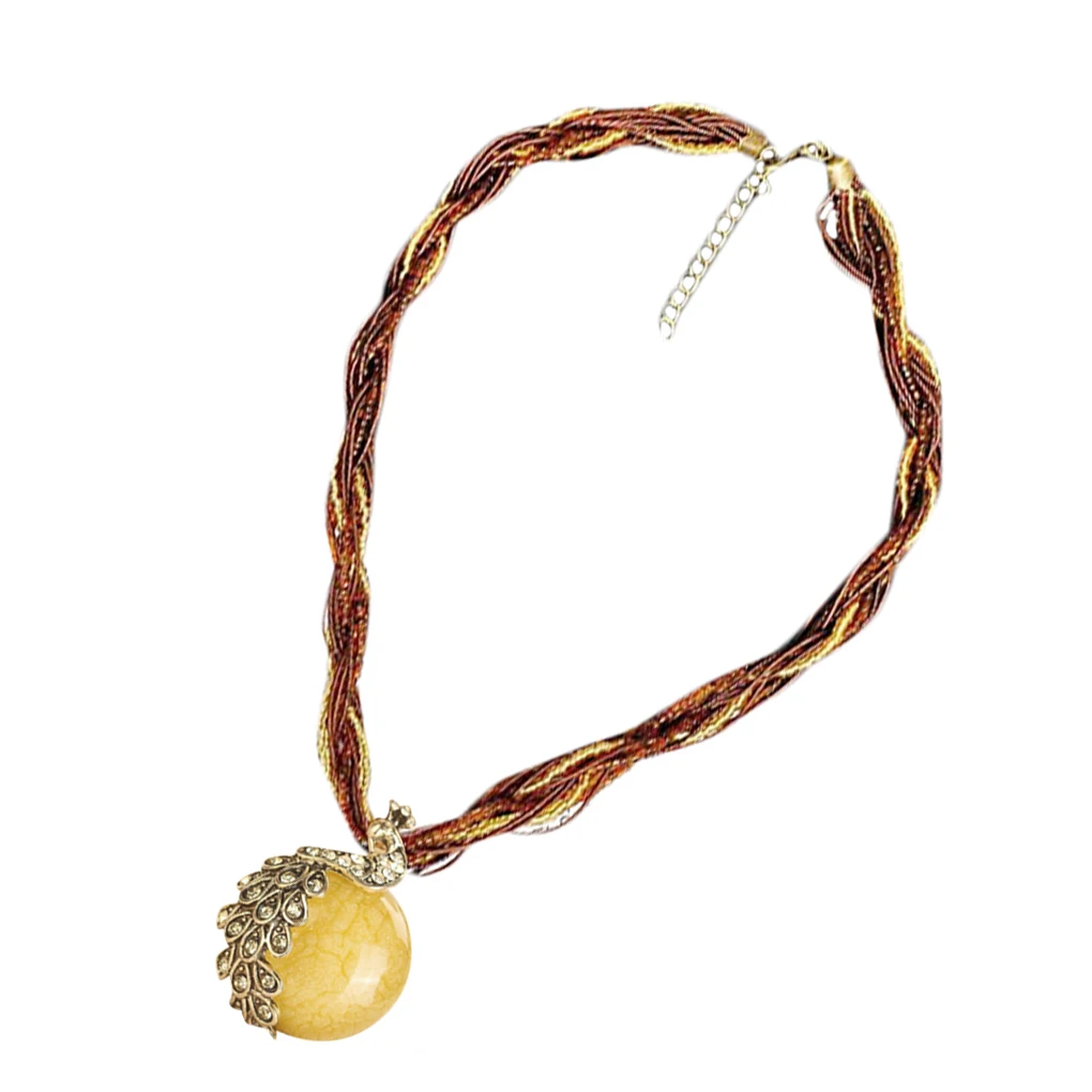 

Bohemian Necklace Women Girls Party Necklace Beads Alloy Retro Pendant Jewelry, Red