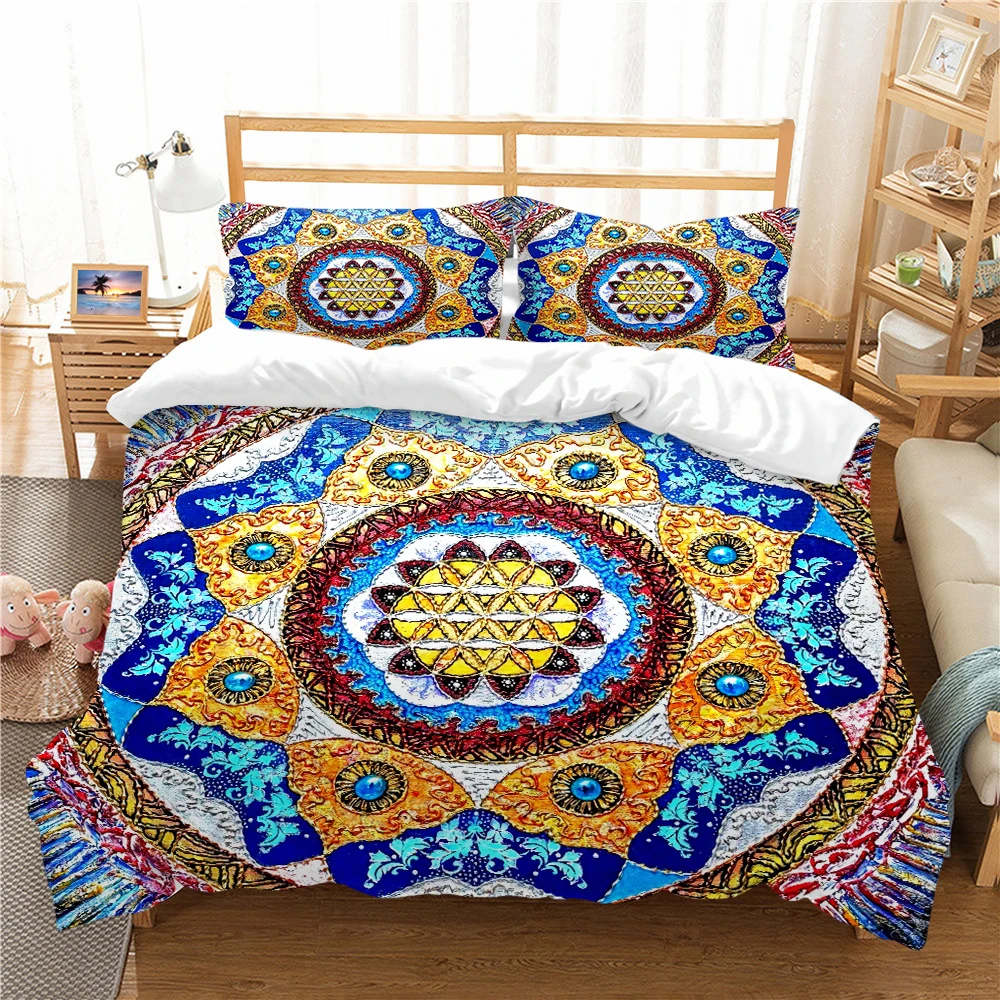 

Wholesale European Pattern Hot Sale Soft Bedding Set 3d Digital Bohemian Printing 2/3pcs Duvet Cover Set ES/DE/EU/US Size
