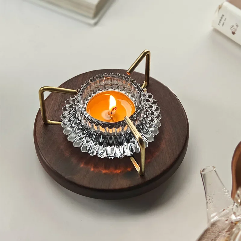 Подогреватель чая с свечами из черного ореха портативная подставка для