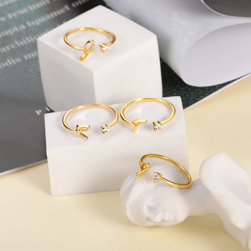 2022 Trendy A-Z Initial Rings Stainless Steel Wedding Ring Women Tiny Gold Sliver Color Couple rings Jewelry Accessories Gift