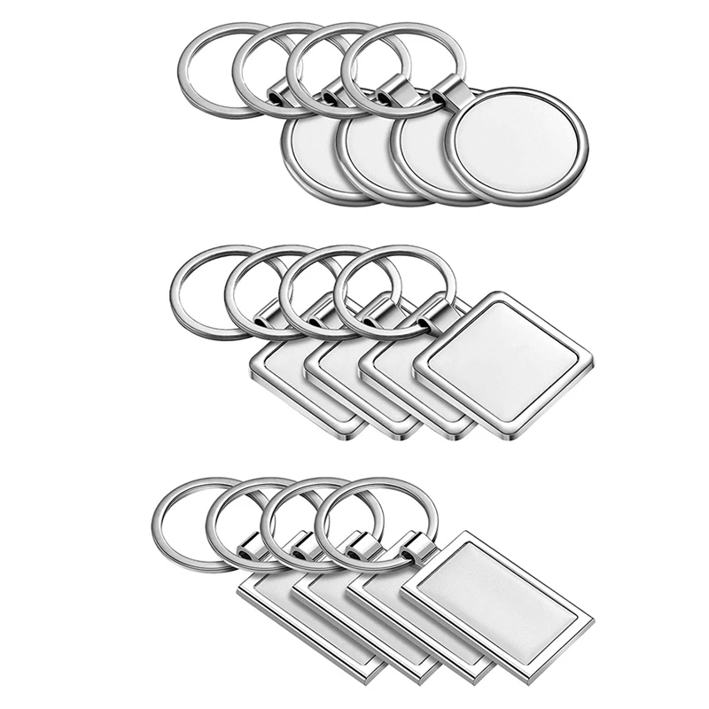 

12 Pieces Sublimation Blank Keychain Metal Heat Transfer Keychain Blank Board Key Rings For DIY Crafts Supplies,3 Shapes