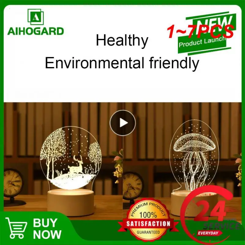 

1 ~ 7 шт. романтическая 3D акриловая Светодиодная лампа для дома, Детская ночник, настольная лампа, декор для дня рождения, прикроватная тумба для Дня Святого Валентина