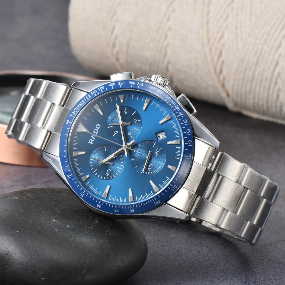 Hot Rado Original Brand Watches For Mens Luxury Multifunction Automatic Date Watch Business Full Steel Chronograph AAA Clocks