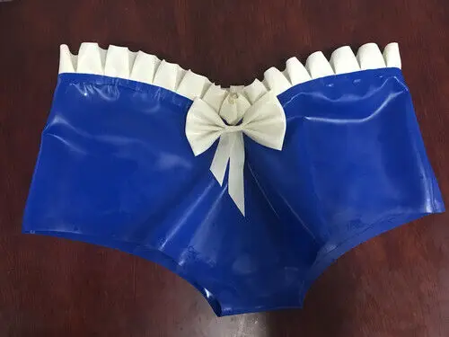 Латексные трусы резиновые сексуальные Невственные синие кружевные модные шорты