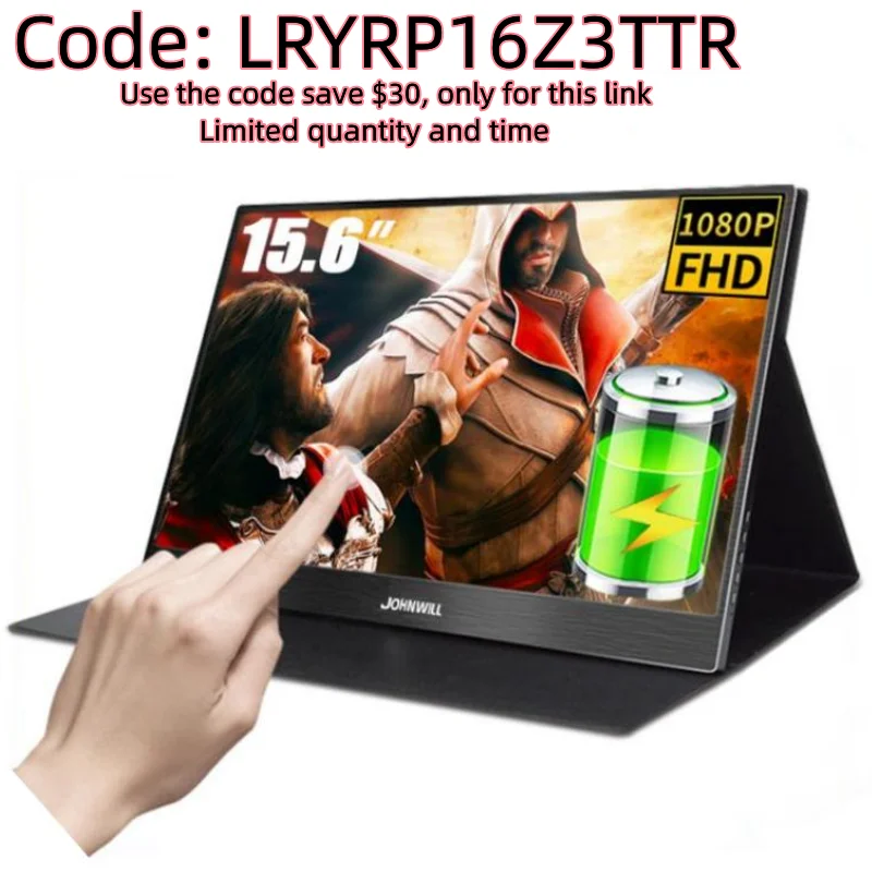 15 6 дюймовый портативный монитор с перезаряжаемым сенсорным экраном 1920x1080 FHD IPS