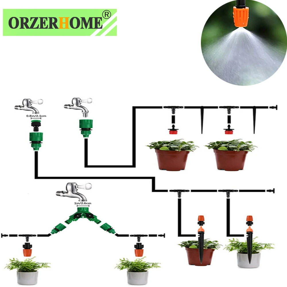 ORZERHOME 30M sistema di irrigazione a goccia per piante Kit di irrigazione sistema di irrigazione per giardino intelligente accessori per gocciolamento per Timer da giardino per piante automatiche