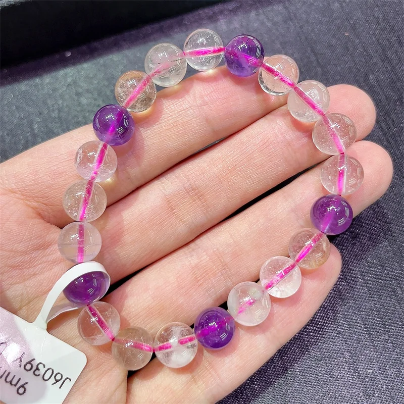 

Natural Super Seven Quartz Beaded Bracelets Women Fashion Colorful Crystal Reiki Healing Lucky Bangles Lovers Jewelry Gift