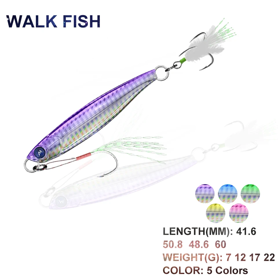 

1 Pcs Long-Range Jigging Bait Freshwater Seawater Color Metal Sinking Bait With Feather Hook Artificial Bait Hard Bait