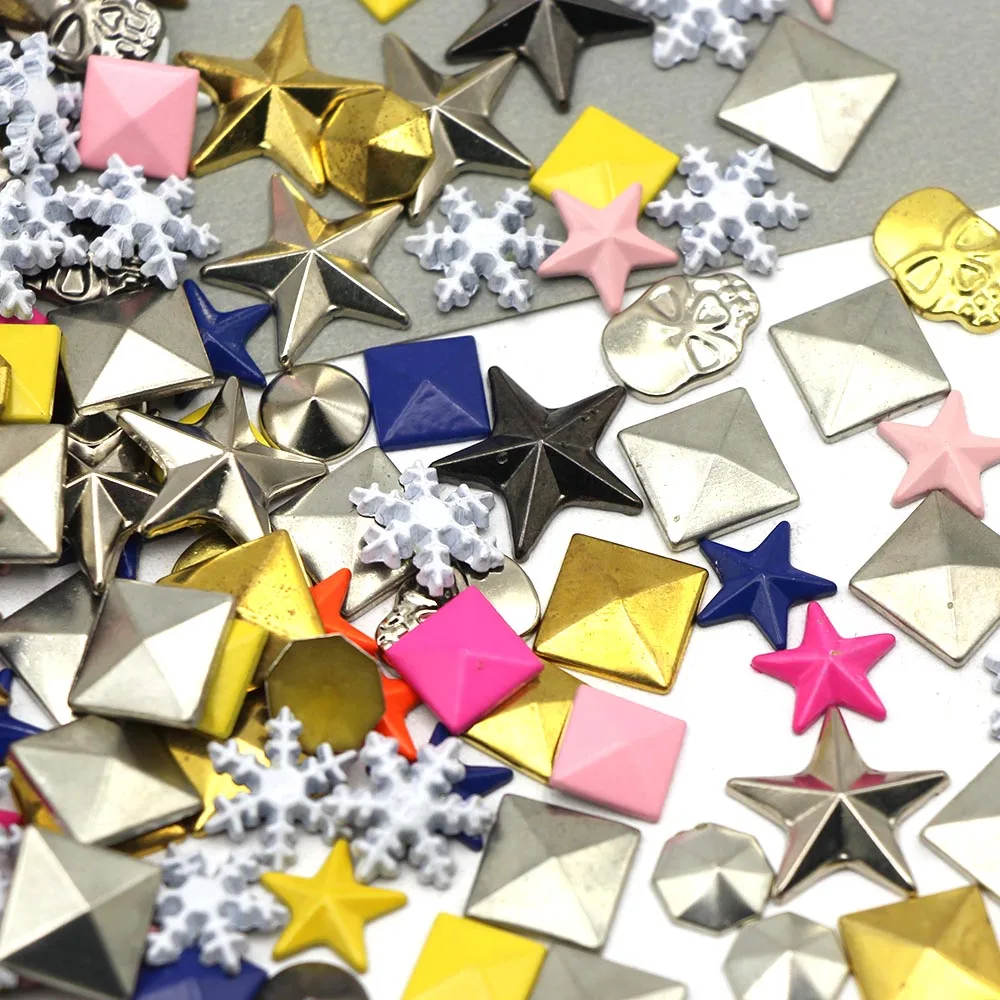 100 шт. Разноцветные Заклепки горячей фиксации медная Звезда Череп Квадратные