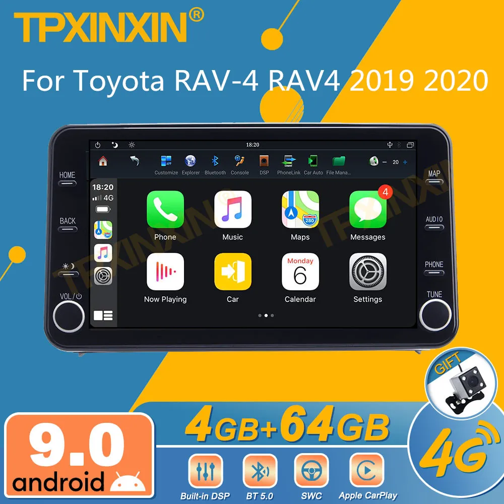 

Автомобильный радиоприемник для Toyota RAV-4 RAV4 2019, 20 дюймов, Android, 2Din, стереоприемник, Авторадио, мультимедийный плеер, GPS-навигация, экран головно...