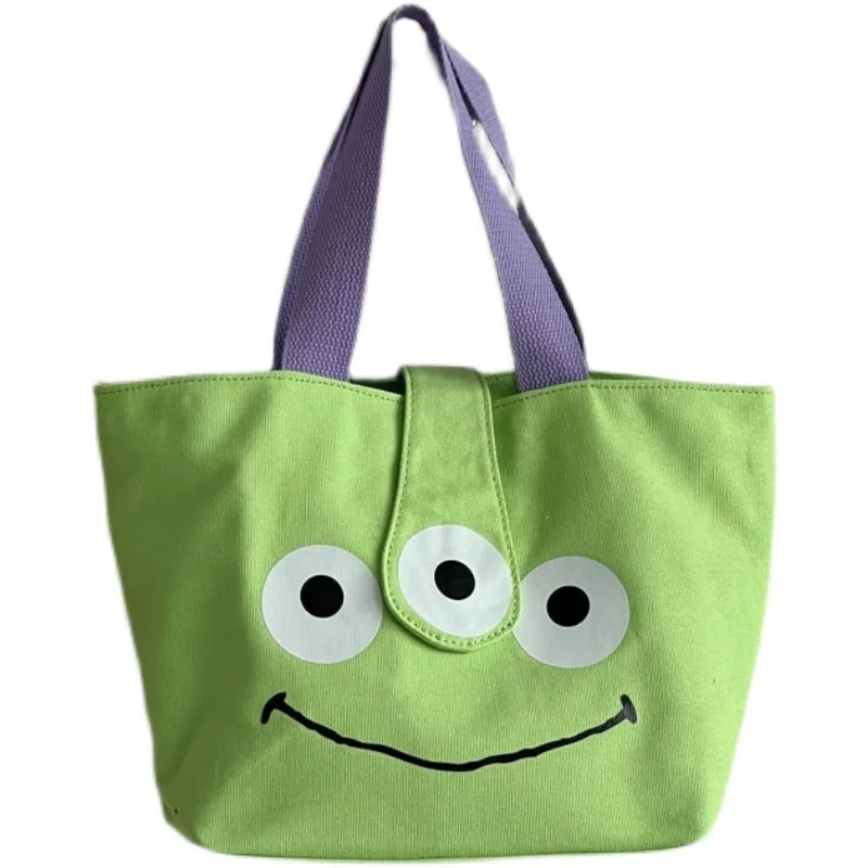 2022 Fresh Green Value Cartoon Small Handheld Canvas Bag Japanese Simple Versatile Literature Meal Box Mommy Bag