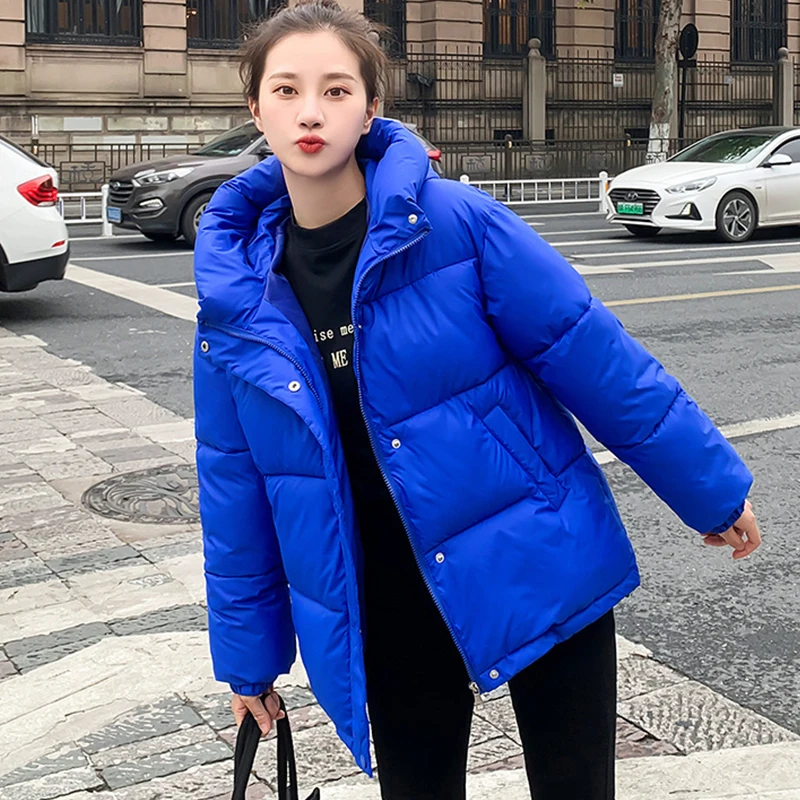Womens Autumn Winter Casual Coat Warm Cotton-Padded Quilted Jacket Lady Down Cotton Padded Coat Outwear Parkas