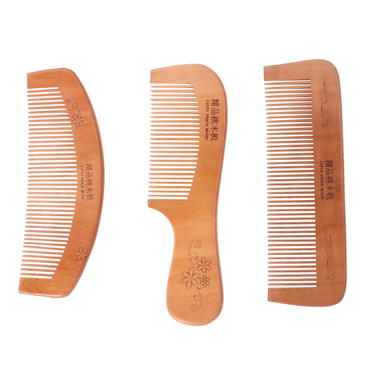 

Comb Wood Wooden Hairwide Peach Natural Combs Pocket Anti Static Sandalwood Handle Carved Detanglingmen Dressy Fine