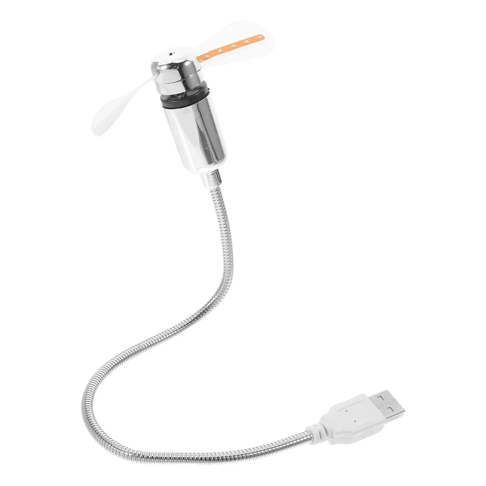 Фото USB LED-вентилятор 41 см, серебристый, мини, с динамической подсветкой 64 цветов, круглой формы, для офиса, дома, рабочего стола, портативный №5