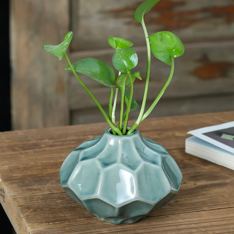

Green vase ceramic personality home living room decoration flowerpot crafts decoration creative hydroponic flower arrangement