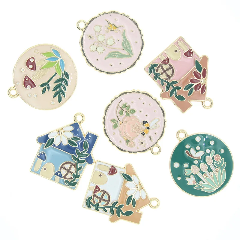 10 шт. круглые подвески в виде пчелы бабочки стрекозы грибов