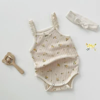 2022 summer new baby sleeveless bodysuit cute infant girl floral jumpsuit soft cotton newborn toddler girls clothes