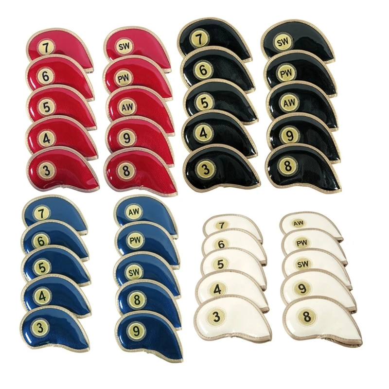 

10pcs Golf Club Head Cover Rod Head Protective Cases PU Wedges Covers