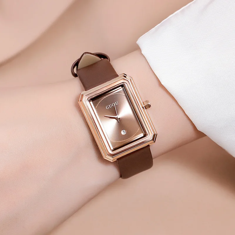 

Fashion Square Quartz Retro Dial Casual Wrist Watches Leather Strap Fashionable Clock Waterproof Wristwatch for Women
