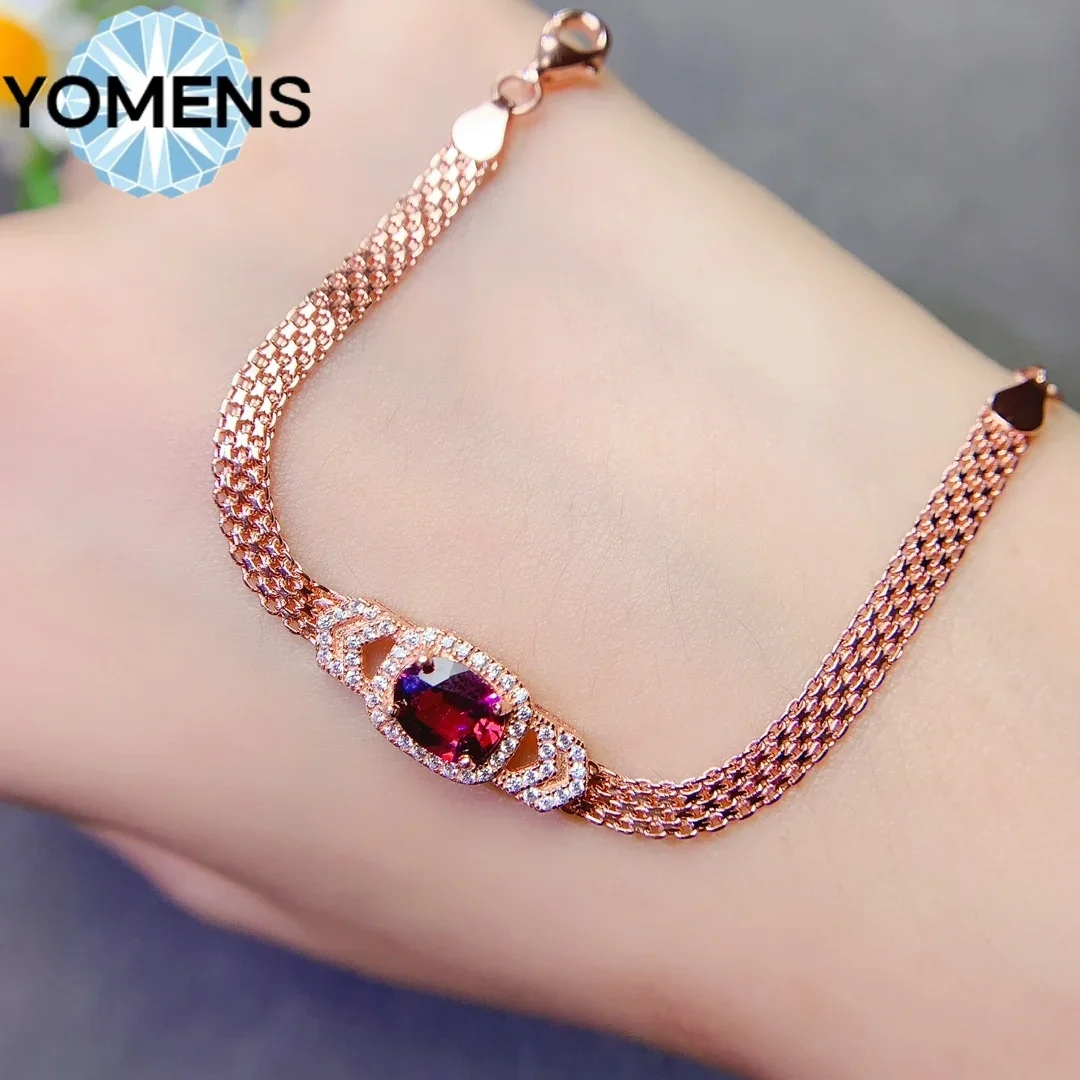 Женский браслет из серебра 925 пробы с натуральным гранатом