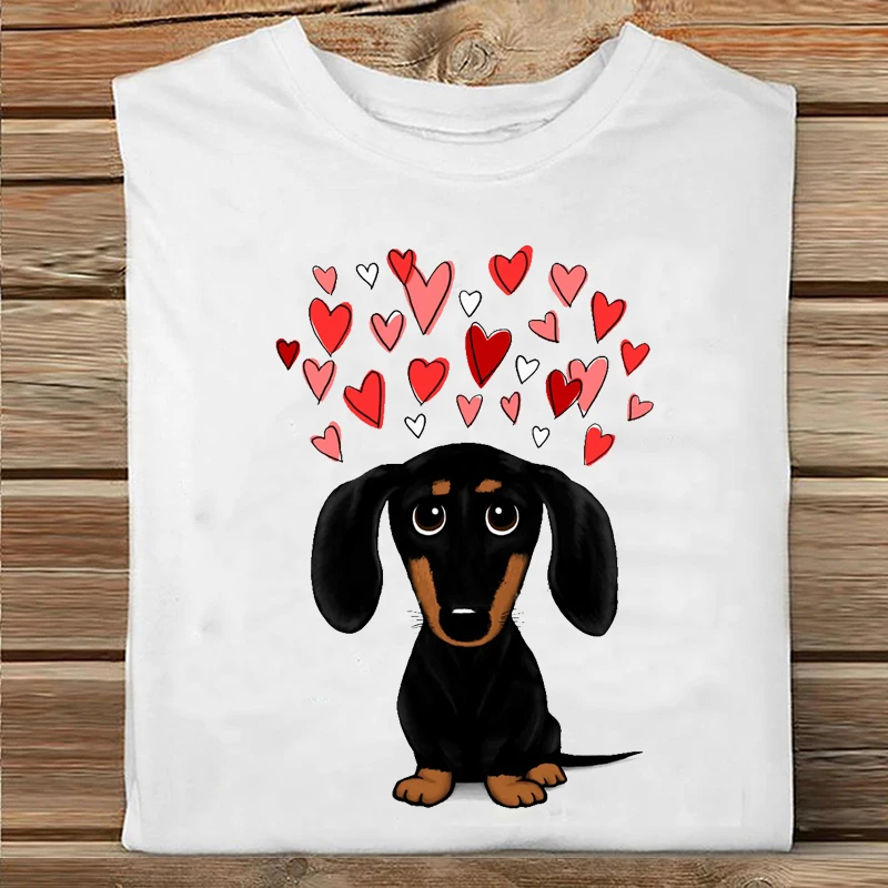

Women Short Sleeve Dog Love Sweet Pet Animal Spring Printing Fashion Clothes Print Tshirt Female Tee Top Ladies Graphic T-shirt