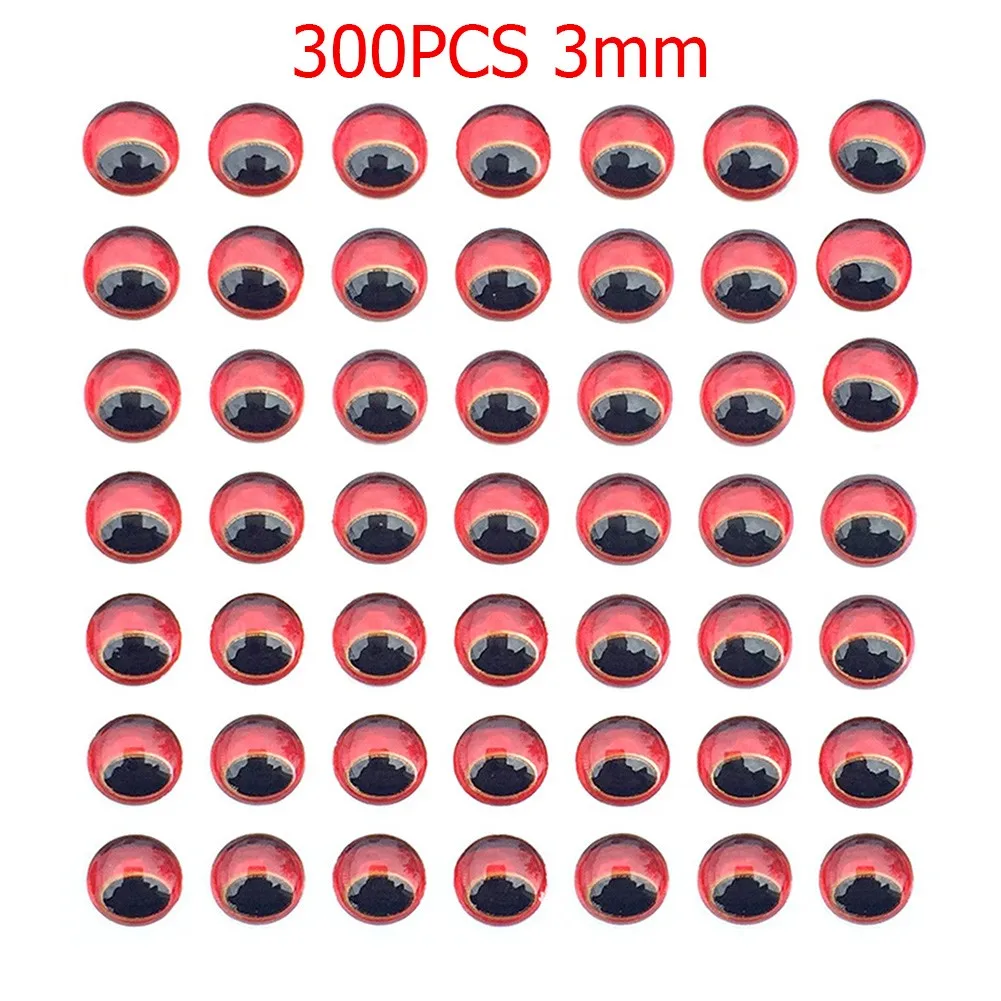 

300pcs Snake Pupil Red 3D Holographic 3D Fishing Lure Eyes Fly Tying DIY 3mm 4mm 5mm 6mm Simulation Fly Fishing Minnow Tackle