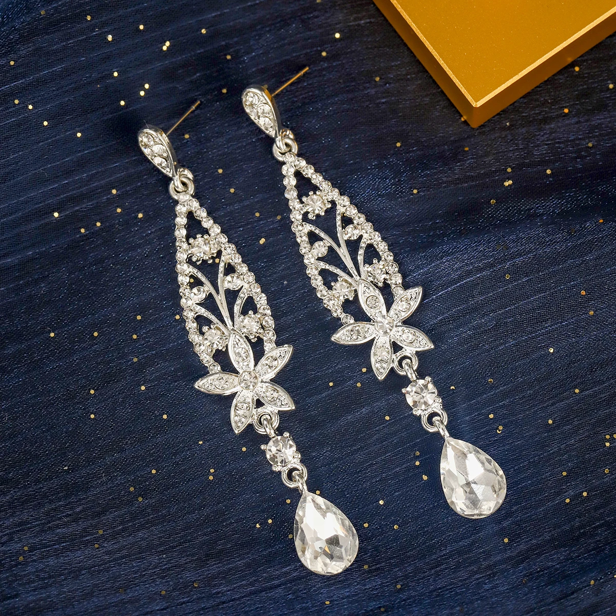 Сверкающие серьги-капли с кристаллами в стиле барокко модные длинные женские