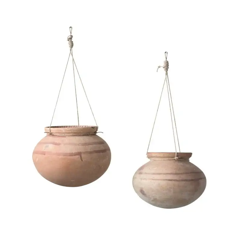 

Hanging Clay Planters with Hanging Jute Planters, Set of 2 Pieces Planter pot for indoor plants Planting mat Garden supplies Pla