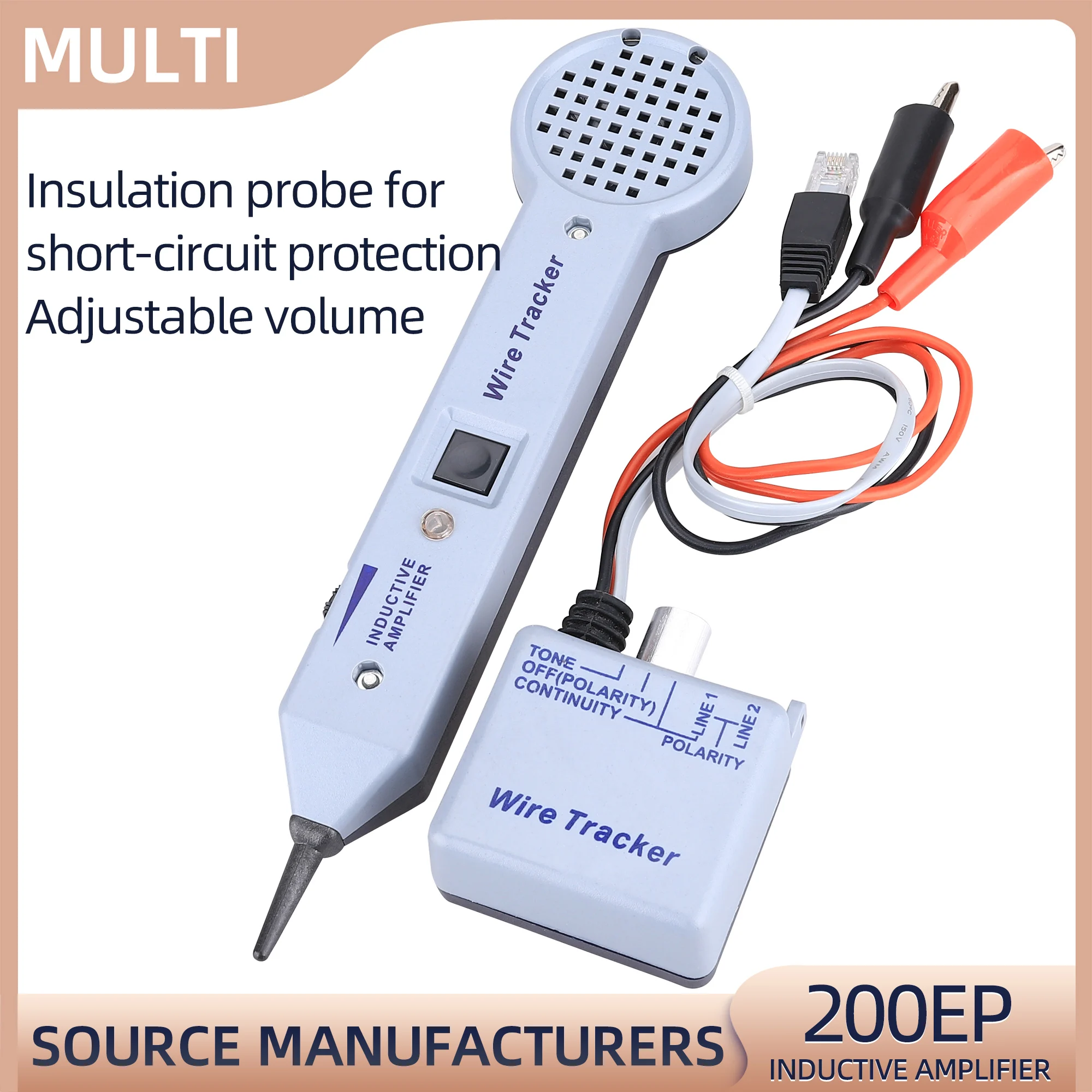 

200EP Кабельный тестер Линейный поиск Сетевой кабель Генератор тона Индуктивный генератор тона регулируемой громкости