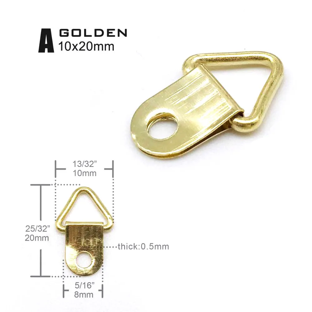 

1500pcs Size 10x20mm Triangle D-Ring Hanging Oil Painting Mirror Picture Frame Hanger Art Work Photo Wall Hook Without Screw