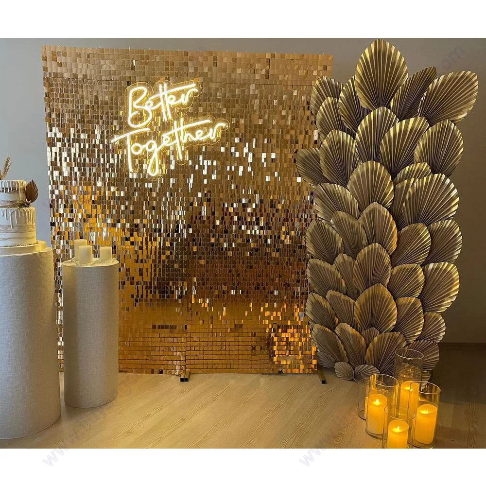 

Birthday Party Decorations Anniversaire Shimmer Wall Party Backdrop Foil Curtain Wedding Baby Shower Favor Supplies Light Gold