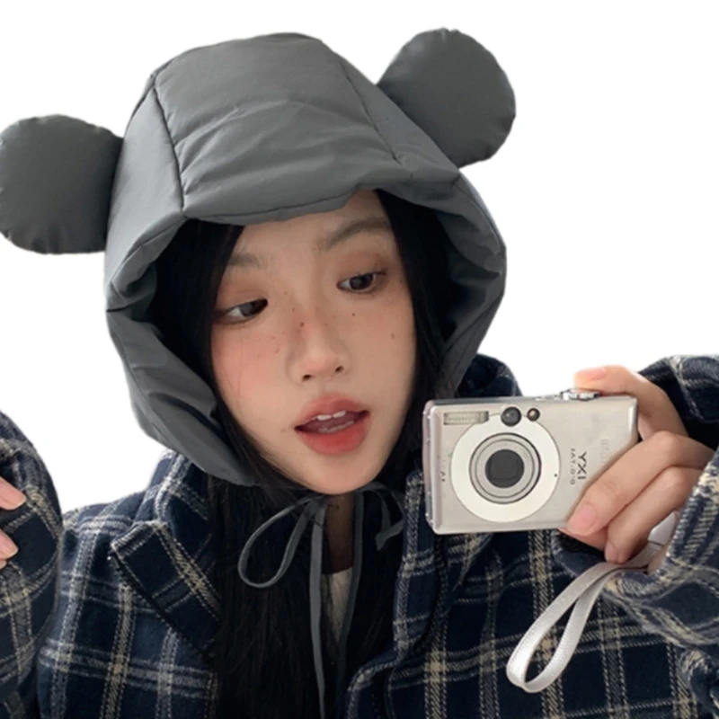 652F Толстая ветрозащитная шапка-траппер Теплый пуховик для однотонной холодной