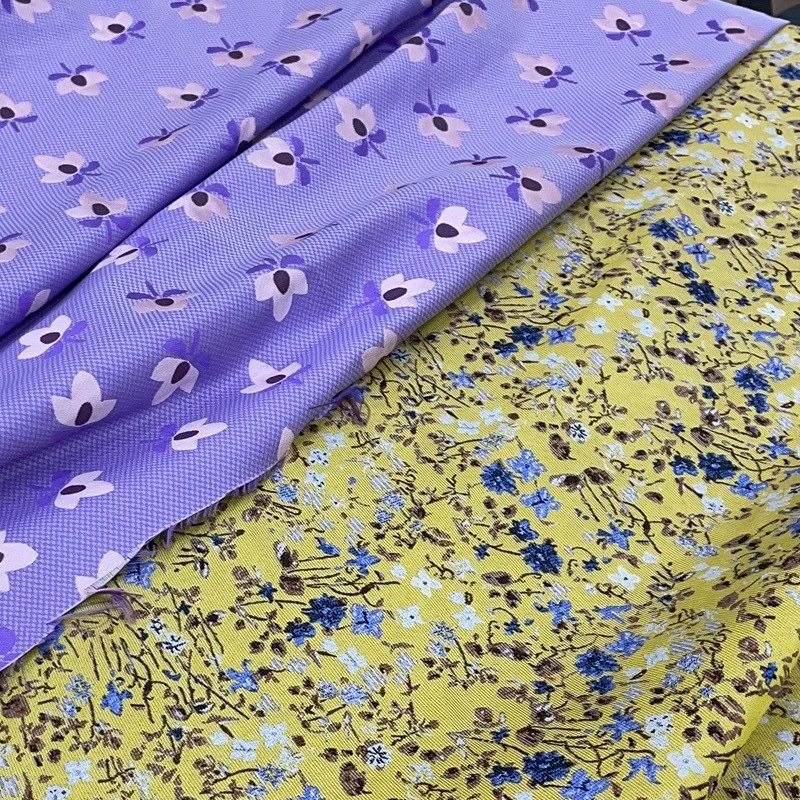 

Autumn and Winter Fabric Thick Purple Flowers Niche Brand Jacquard Brocade Clothing Handmade Surface Cotton Fabric Tweed Cloth