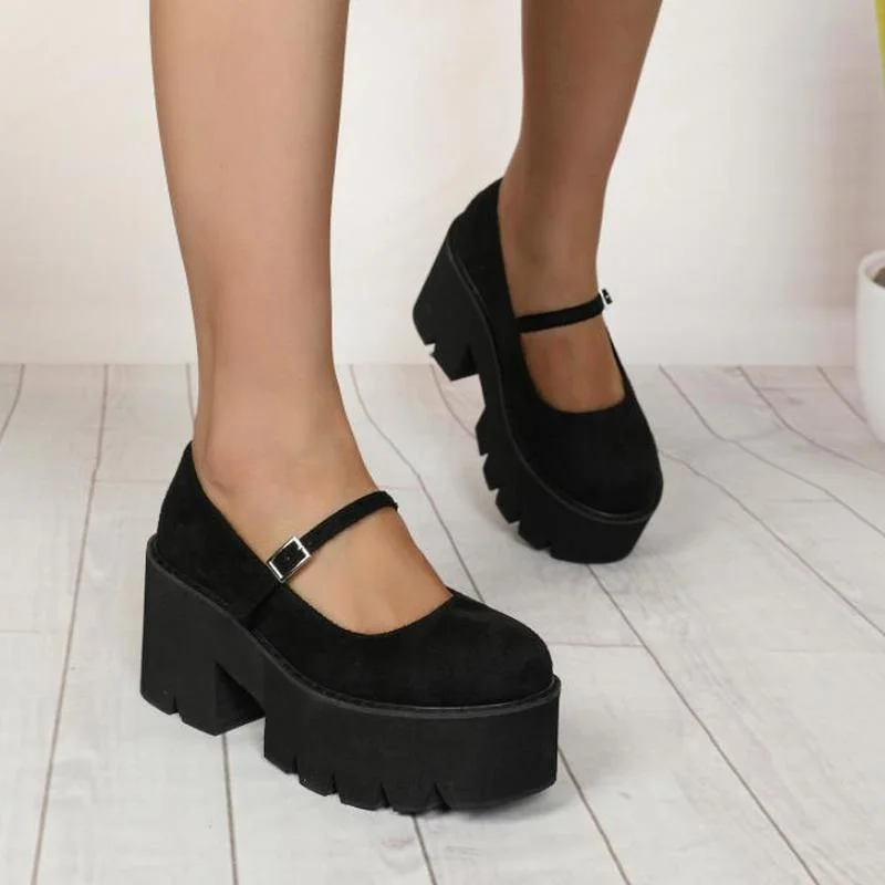 

Туфли-лодочки женские на высоком каблуке, мягкая кожа, с пряжкой, на платформе, Туфли Мэри Джейн, удобная Студенческая обувь для девушек, черные, весна-осень