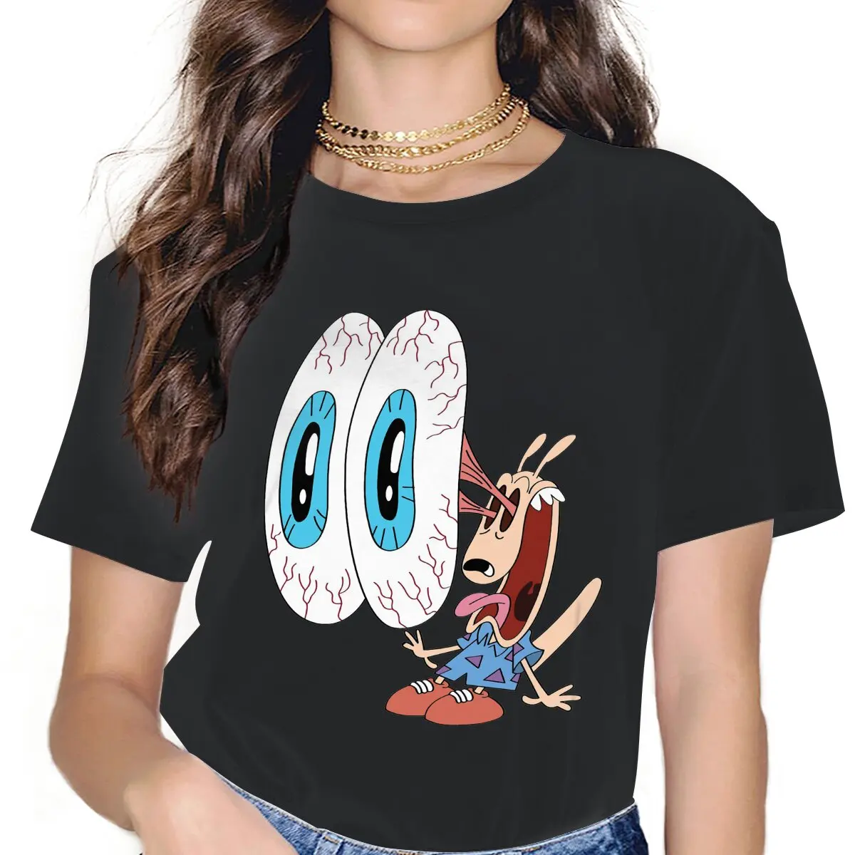 

Женская футболка с принтом Больших Глаз, винтажная Готическая футболка свободного покроя с графическим принтом в стиле «Современная жизнь», уличная одежда для девочек