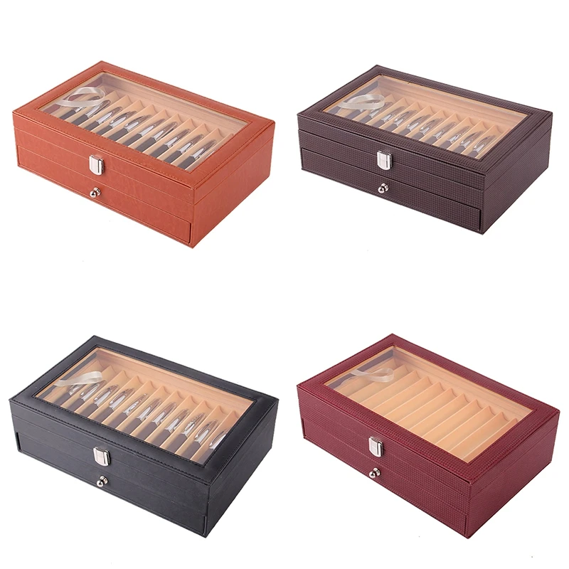 

24 Pen Fountain Wood Display Case Holder Wooden Pen Box Storage Collector Organizer Box