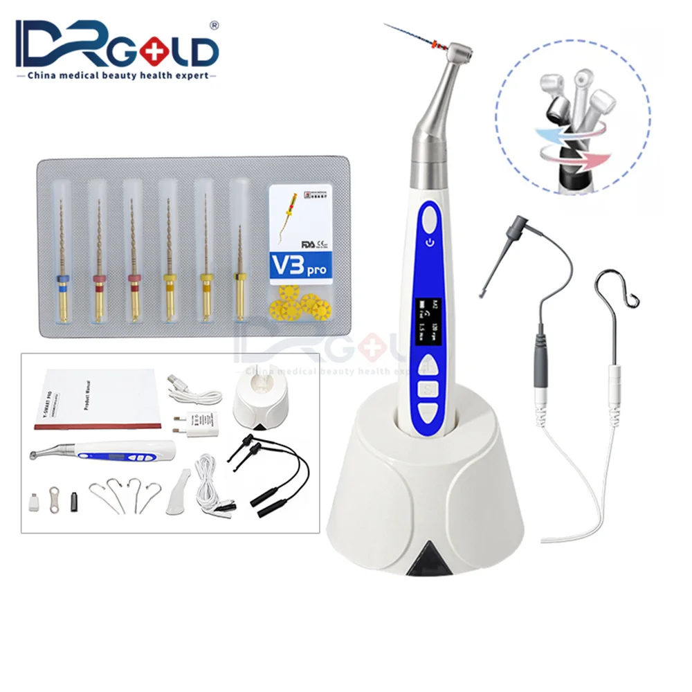 

5pcs Files Dental LED Wireless Mini 16:1 Reduction Contra Angle Endo Motor Endodontic Treatment Root Canal Therapy Instrument
