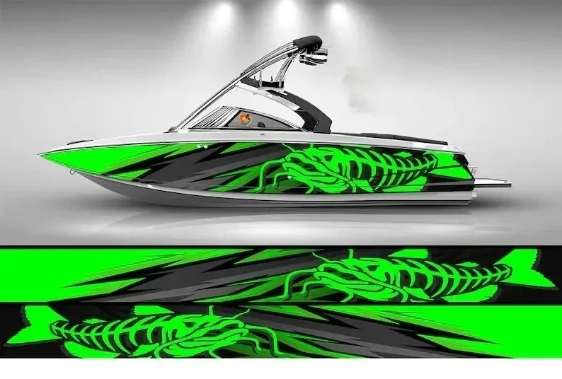 Камуфляжная черно-белая рыба Марлин графическая виниловая лодка понтон