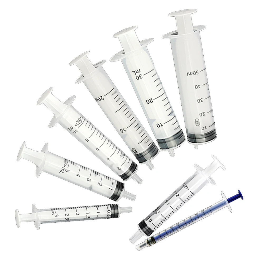

100Pcs Plastic Syringe Liquid Measuring Syringe with Measurement Feeding Pets Oil or Glue Applicator 2ml 3ml 5ml 10ml 20ml 50ml