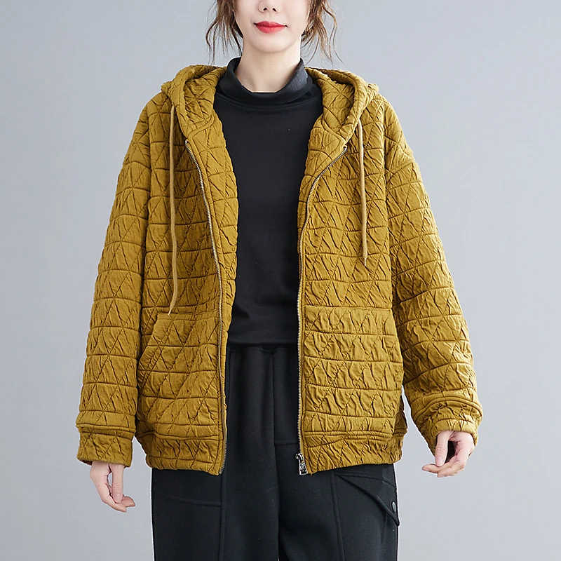 Balonimo Vintage Women's Hooded Jacket 2022 Autumn Winter New Korean Version Casual Loose Warm Sweater Short Outwear Coat Parkas